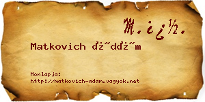 Matkovich Ádám névjegykártya