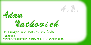 adam matkovich business card