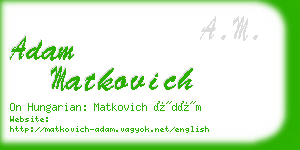 adam matkovich business card